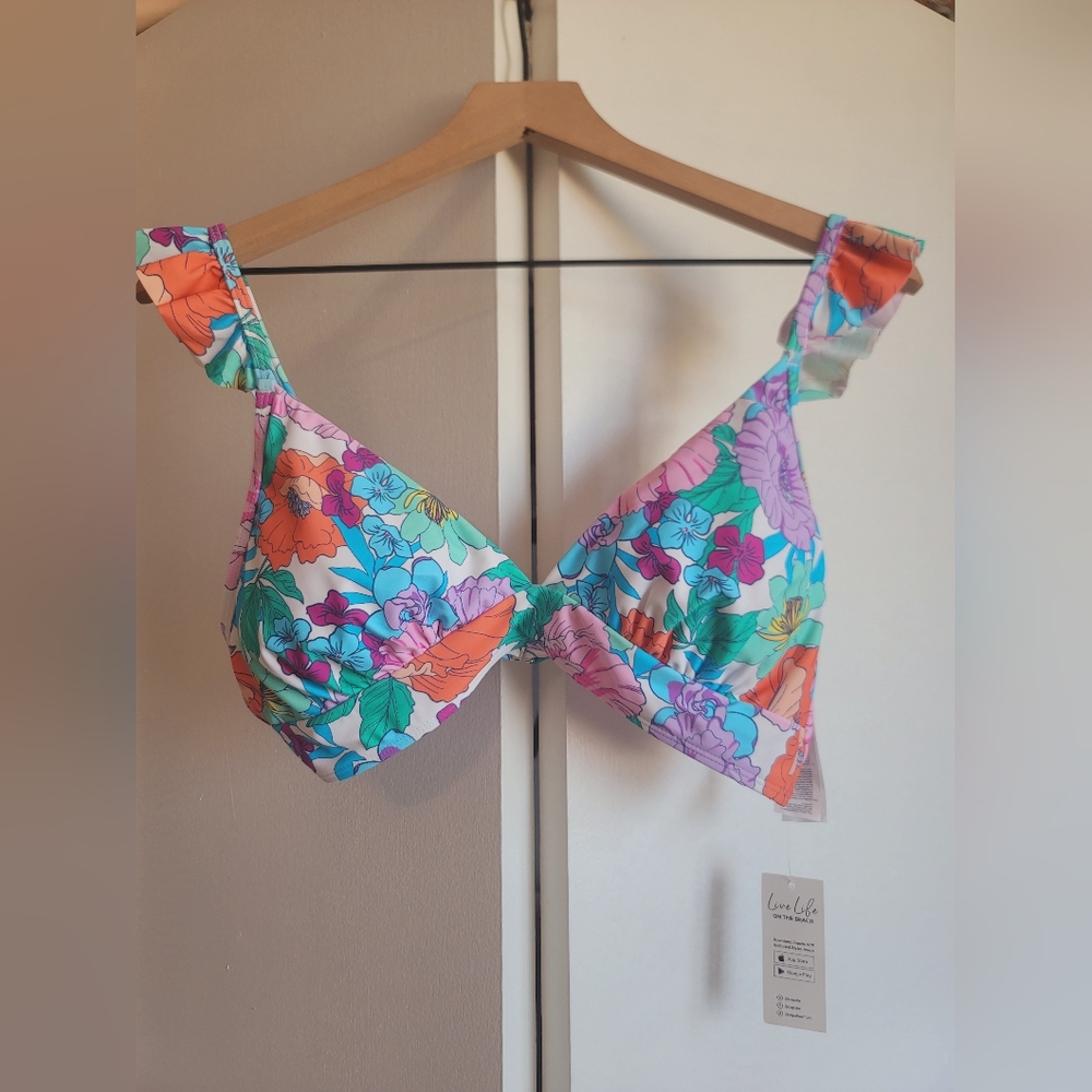 Live Life Vibrant Floral Bikini Top NWT